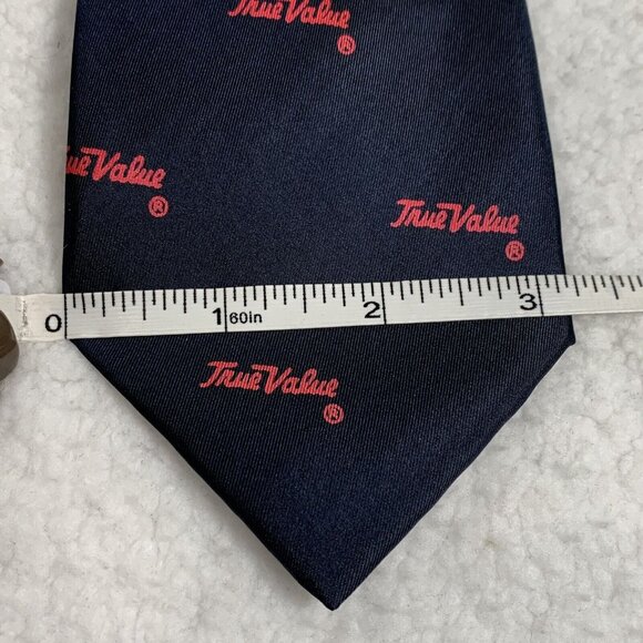 Vintage True Value Hardware 100% Silk Logo Tie Made in Italy DaVanti Navy Blue - Picture 5 of 6